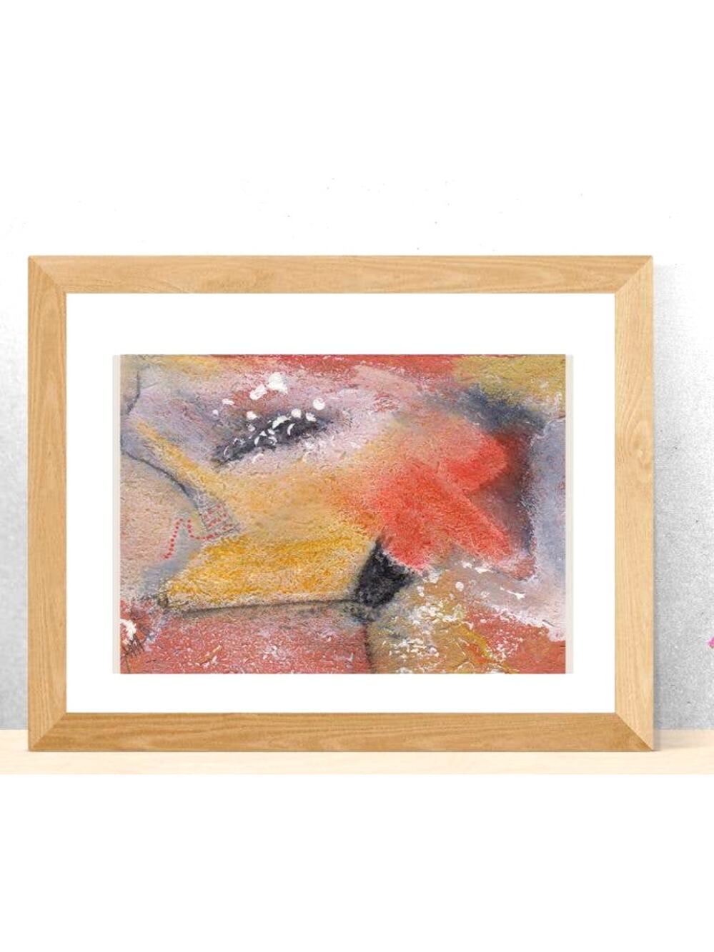 Warm Earth Colored abstract painting on textured paper 8 x 5 in 21 x 13.5cm